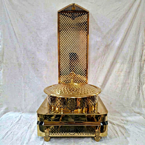 Luxury Gold Plated Metal Food Warmer Buffet Server With Lid Vintage Design Dishwasher Safe For Wedding Events - Product Image 1