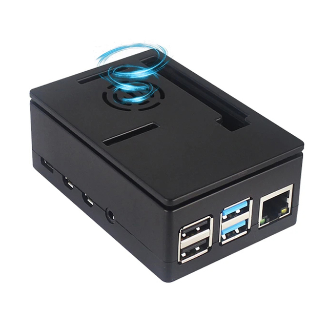 Raspberry Pi 4 Model B Black Box Removable Lid Enclosure ABS Case for Rpi 4B Supporting Cooling Fan or 3.5 Inch Touch Screen