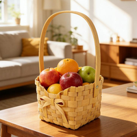Panier tressé en copeaux de bois fait main avec poignée, cadeau floral pour la fête des mères, pot à plantes succulentes