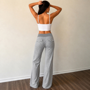 Women's <b>Drawstring</b> Flare Leg Sweatpants Low-Rise Loose-Fitting Casual <b>Trousers</b> Soft Knit Y2K Activewear <b>Trousers</b> - Product Image 4