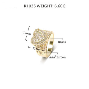 Drop Shipping Hiphop Iced Out Full Diamonds <strong>Box</strong> 3D Heart <strong>Ring</strong> - Product Image 6