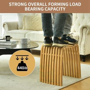 Tabouret en bambou de loisirs Tabouret à chaussures à langer de qualité supérieure Tabouret de salle de bain utilitaire multifonctionnel - Product Image 4