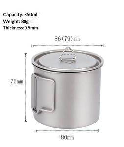 Tasse de camping en titane OEM avec logo personnalisé, 350-750 ml, à paroi simple, non isolée, prix d'usine en gros, poignée pliable, mug de randonnée - Product Image 4