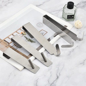 Устойчивая Металлическая Вешалка из нержавеющей стали без необходимости Сверления для ванной комнаты с крючком для стеклянной двери, подвесная вешалка для полотенец и одежды - Product Image 3