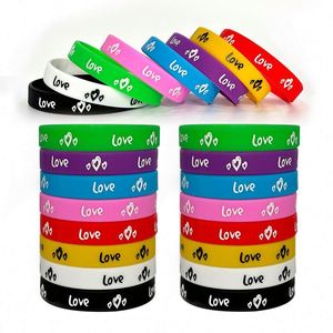 Custom Printed Silicone Wristband <b>Love</b> Logo Colored <b>Bracelet</b> for Couples Valentine's Day Promotions Other Events Wristband - Product Image 2