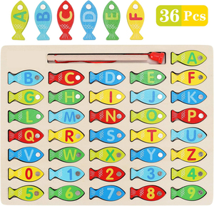 Alphabet Fish Catching Compter Games Casse-tête avec chiffres et lettres Jeu de pêche <span class=keywords><strong>magnétique</strong></span> en <span class=keywords><strong>bois</strong></span> Jouet pour tout-petits - Product Image 3