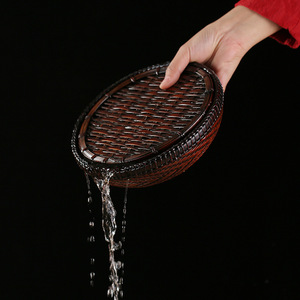Handmade Bamboo Woven Water Jug Round Chinese Style <b>Tea</b> Tray Eco Friendly <b>Tea</b> <b>Set</b> Base - Product Image 1
