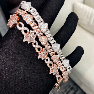 Bracelet en or rose avec diamants de laboratoire taille brillant, bijoux de luxe pour femme, à porter au quotidien, charme hip-hop, plaqué or, certifié IGI - Product Image 1