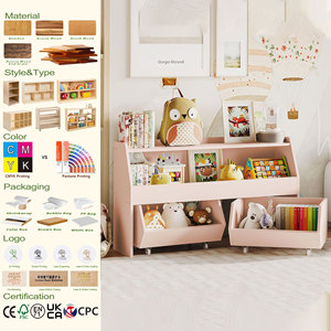 Garçons et filles étagère à jouets avec roues pas cher vie stockage armoires en bois casier organisateur enfants étagère armoire de rangement - Product Image 1
