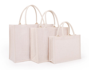 Sac fourre-tout réutilisable en jute avec logo personnalisé et publicités, sac à dos promotionnel - Product Image 1