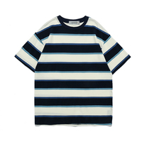 T-shirt à manches courtes vintage à rayures graphiques unisexe, été, poids lourd, impression personnalisée de t-shirt, t-shirt surdimensionné de haute qualité pour hommes