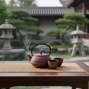 <b>Tea</b> <b>Set</b> Shanghai Teapot With 2 Cups Purple Gold Pattern Cast Iron - Product Image 3