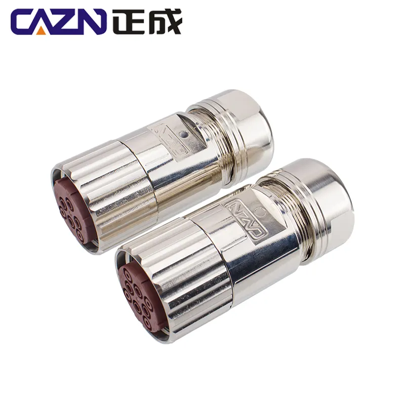 6pin 8pin Plug female M40 P series connector heavy drive and high power metal plug Crimp connection