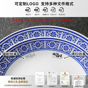 Assiettes en mélamine Xiangyuan, vaisselle créative en porcelaine bleue et blanche pour restaurants et hôtels, imitation commerciale - Product Image 4