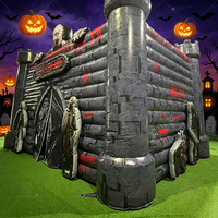 Maison hantée gonflable géante avec figurines de zombies, tente de labyrinthe d'horreur gonflable pour événements d'Halloween et décoration de jardin