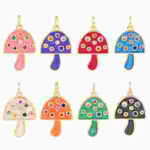 ट्रेंडी प्यारे मशरूम गहने पेलेंट 18k सोने के कोलोर तामचीनी ने जिरकॉन आकर्षण गहने हार का प्रतीक प्रतीक आभूषण - Product Image 1