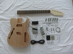 Guitare en acajou massif à monter soi-même, 6 cordes - Personnalisable (polie/laquée) pour débutants et professionnels, fabrication chinoise - Product Image 1