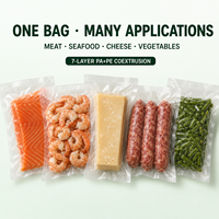 Sachets en film co-extrudé 7 couches PA Nylon haute barrière hermétique pour cuisson sous vide et congélation, rouleau transparent