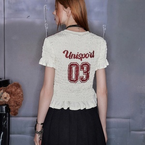 Custom <b>Y2K</b> Retro American Sport Number Graphic Print Sexy Oversized Soccer Tee Crop Jersey Retro Letter Print Football T <b>Shirts</b> - Product Image 4
