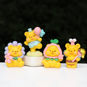 Cute Yellow Teddy Bear Figurine Model Cake Spin Box Doll Figurine <strong>Small</strong> Figurine Car <strong>Ornament</strong> - Product Image 4