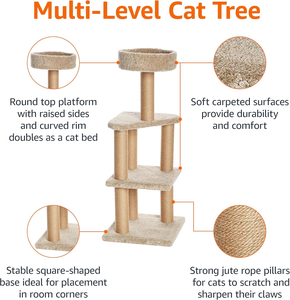 at <b>Tree</b> Tower - Multi-Level Climbing Activity Center for Indoor <b>Cats</b> & Kittens with <b>Scratching</b> <b>Posts</b>, Platform, Jute Rope - Product Image 3