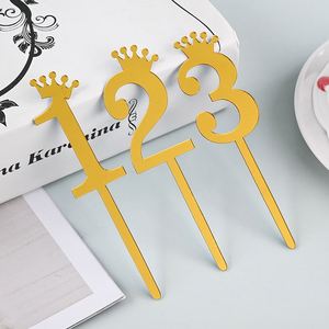 ที่เสียบเค้กตัวเลข 0-9 แบบหนา วัสดุอะคริลิค สำหรับทุกวัย รูปมงกุฎ - Product Image 4