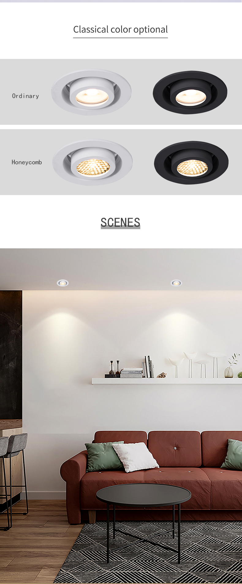 Hotel 10W Recessed Cob Downlight Adjustable LED Down Light