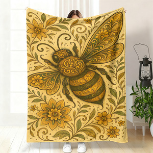 Manta de Franela con Diseño Floral de Abejas, Reversible, Cálida y Acogedora para Dormitorio o Sala de Estar, Impresión Personalizada, Venta al Por Mayor - Product Image 3
