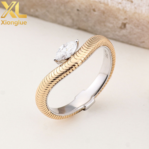Custom Fine Jewelry Moissanite Diamond Solitaire Women <b>Rings</b> Minimalist Two Tone Wedding <b>Ring</b> Moissanite <b>Rings</b> for Unisex - Product Image 3