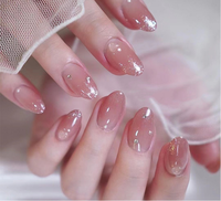 Nouvelles Faux Ongles Press-On Œil de Chat Haut de Gamme Français en Lavande, Forme Ronde Courte, en Acrylique Effet Bonbon, Référence 3260