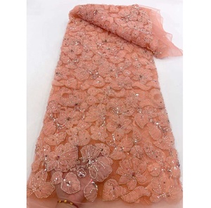 Venta directa Buen precio Perlas Flor Tela <span class=keywords><strong>de</strong></span> encaje Blanco Aso Oke Diseños para mujeres nigerianas Ropa <span class=keywords><strong>de</strong></span> <span class=keywords><strong>fiesta</strong></span> - Product Image 6