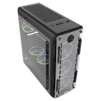 GameMax Optical Black Steel Gaming Case Mini ITX ATX Rainbow LED Fan 7-Slot Audio Front USB Ports Mid Tower Computer Stock