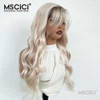 Perruque en dentelle HD 13x4 MSCICI, cheveux humains bruts, ondulés, blond platine, vente en gros, marque privée, 100% cheveux humains