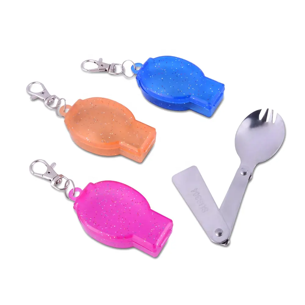 Groothandel Outdoor Draagbare Folding Pocket Spork Rvs <span class=keywords><strong>Camping</strong></span> Opvouwbaar Bestek Lepel <span class=keywords><strong>Vork</strong></span>
