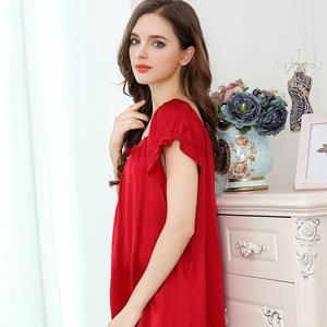 OEM 100% personalizzato camicia da notte in raso di seta di gelso a maniche corte <span class=keywords><strong>vestaglia</strong></span> femminile per l'estate e la primavera - Product Image 4