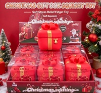 Coffret Cadeau de Noël : Jouet Squishy Doux à Remontée Lente, Simulation Cadeau Rouge, Jouet Sensoriel Anti-Stress à Presser et à Pincer