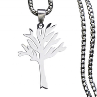Collier pendentif Arbre de Vie creux en acier inoxydable avec chaîne serpent – Cadeau personnalisé tendance pour accessoires de mode unisexe