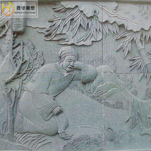 Mural de relieve de piedra con escultura Jiahua, diseño de figuras de estilo chino para biombo de patio - Product Image 3