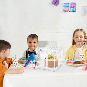 Boîtes à gâteaux de mariage transparentes blanches à fenêtre en relief pour pâtisserie, à usage unique, double couche, trois-en-un, pour anniversaire, 4, 6, 8, 10 pouces - Product Image 5