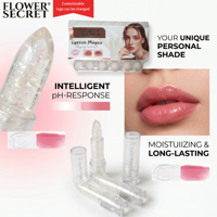 Rouge à lèvres magique Flower Secret qui change de couleur avec des diamants en cristal irisés 3,8 g. Hydratant et anti-rides 12 h.