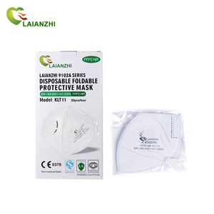Masker Pelindung Sekali Pakai Lipat LAIANZHI Hot Sale Pabrik KLT11 EN149 FFP2 dengan Penutup Kepala, Katup, Lembut, Halus, Bernapas, Putih - Product Image 2