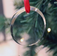 Pendentif ovale transparent en cristal vierge, idéal pour la décoration de sapin de Noël ou la gravure DIY