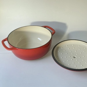 Casserole de cuisine de haute qualité Pots en fonte antiadhésive <span class=keywords><strong>28</strong></span> <span class=keywords><strong>cm</strong></span> casseroles en émail rouge domestique Double oreille four français ustensiles de cuisine - Product Image 4