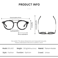 Monturas de Gafas DELAGE Artisan de Titanio y Acetato, Color Rojo Degradado a Oro Rosa, Diseño Redondo Retro, Gafas Ópticas para Uso Diario