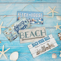 Putuo Decor Nouveauté en promotion : Panneau mural en bois thème plage, Artisanat mural en bois, Décoration maison, plage et bord de mer