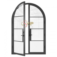 Portes françaises anciennes en aluminium, portes françaises cintrées, portes françaises extérieures en métal noir