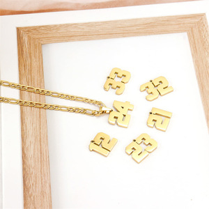 สร้อยคอจี้ดิจิตอลสเตนเลสสตีลแบบโซ่ลายกีฬาสำหรับทุกเพศ รุ่นโนวิรัสซีน ดีไซน์ทันสมัย ชุบทอง 18K พร้อมตัว<span class=keywords><strong>เลข</strong></span> - Product Image 3