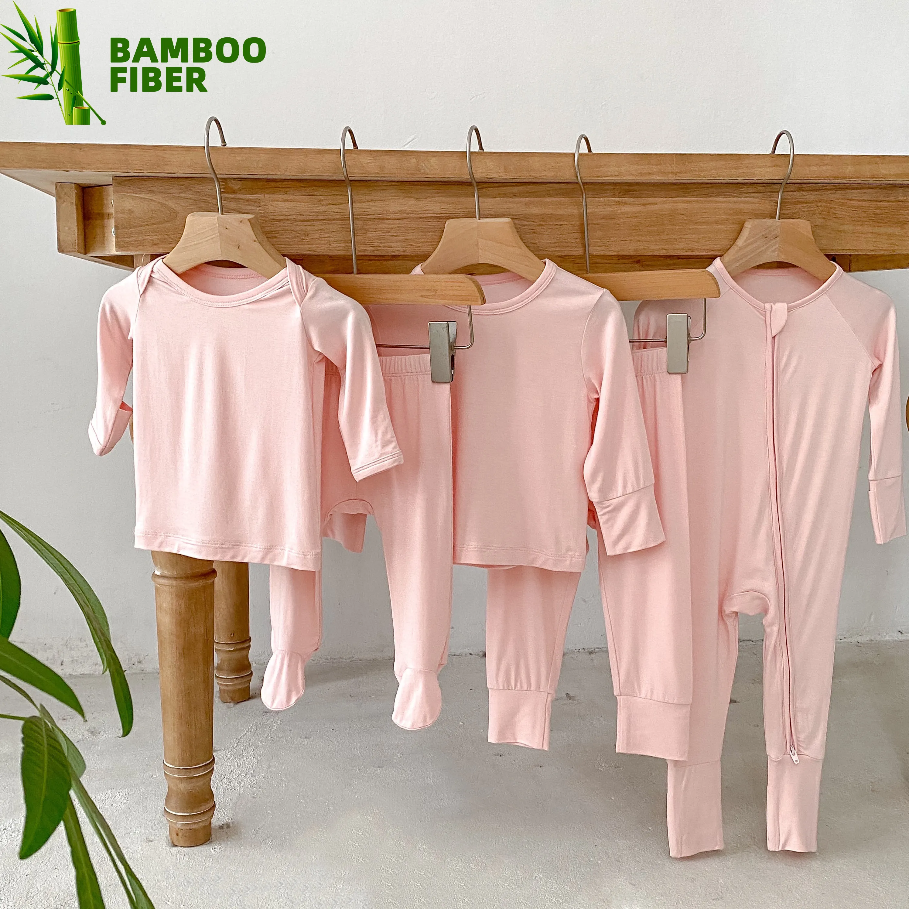 RTS Bambus Neugeborenen-Baby-Bekleidung Reißverschluss-Pizza-Anzug-Set weiches Baby-Jumpsuit Schlafjacken Baby-Strampelanzüge
