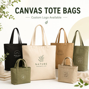 Custom Printed Cotton <b>Canvas</b> Shopper <b>Bag</b> with Reinforced Handles Snap Closure and Multiple Size Options - Product Image 1