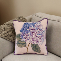 Motif de boule d'hortensia fait à la main taie d'oreiller à l'aiguille conception brodée pour la maison canapé voiture ou hôtel